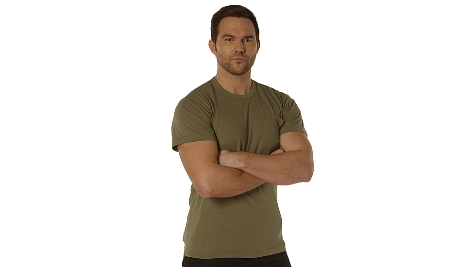 Rothco Pocket T-Shirt Collection Available In Cotton/Poly and Moisture Wicking Poly, AR 670-1 Coyote Brown, Small, Cotton/Polyester, 36910-AR670-1CoyoteBrown-CottonPolyester-S