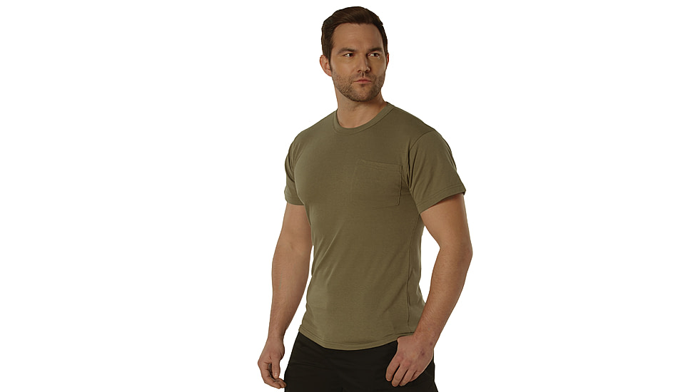 Rothco Pocket Cotton/Poly T-Shirt - Mens, AR670-1CoyoteBrown, Small, 36910-AR670-1CoyoteBrown-CottonPolyester-S