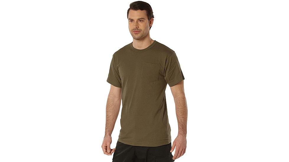 Rothco Pocket T-Shirt Collection Available In Cotton/Poly and Moisture Wicking Poly, Brown, Small, Cotton/Polyester, 36920-Brown-CottonPolyester-S