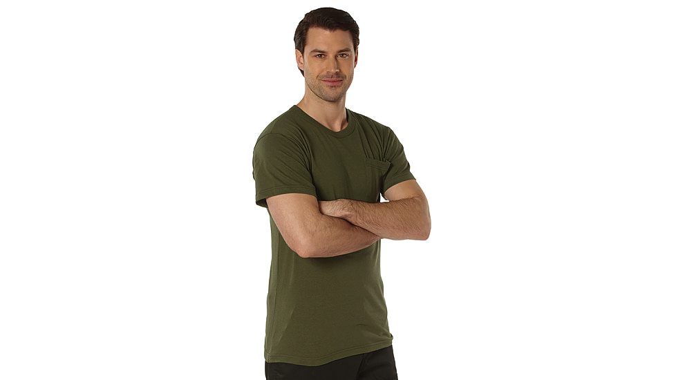 Rothco Pocket T-Shirt Collection Available In Cotton/Poly and Moisture Wicking Poly, Olive Drab, Extra Large, Cotton/Polyester, 36930-OliveDrab-CottonPolyester-XL
