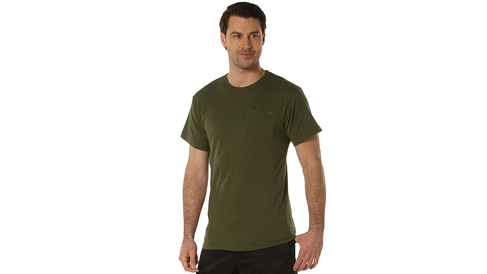 Rothco Pocket T-Shirt Collection Available In Cotton/Poly and Moisture Wicking Poly, Olive Drab, Extra Large, Cotton/Polyester, 36930-OliveDrab-CottonPolyester-XL