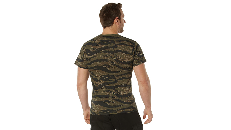 Rothco Pocket T-Shirt Collection Available In Cotton/Poly and Moisture Wicking Poly, Tiger Stripe Camo, Medium, Cotton/Polyester, 36950-TigerStripeCamo-CottonPolyester-M
