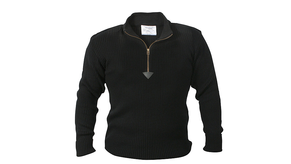 Rothco Quarter Zip Acrylic Commando Sweater, Black, Small, 3390-Black-S