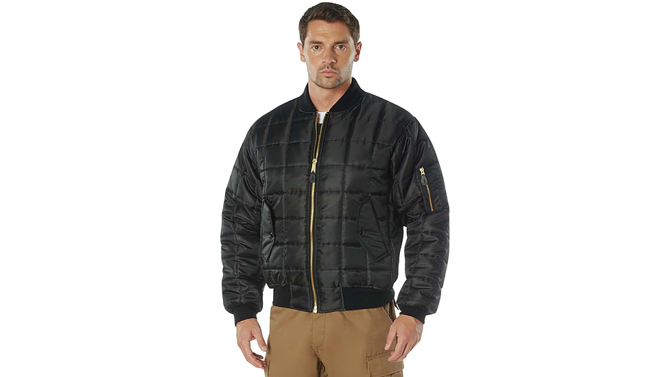 Rothco Quilted MA-1 Flight Jacket, Black, S, 73540-Black-S
