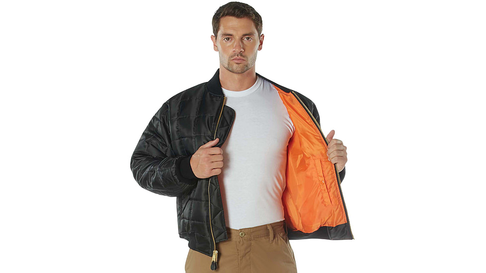 Rothco Quilted MA-1 Flight Jacket - Mens, Black, Small, 73540-Black-S