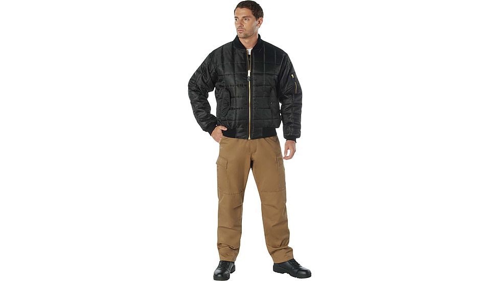 Rothco Quilted MA-1 Flight Jacket, Black, S, 73540-Black-S