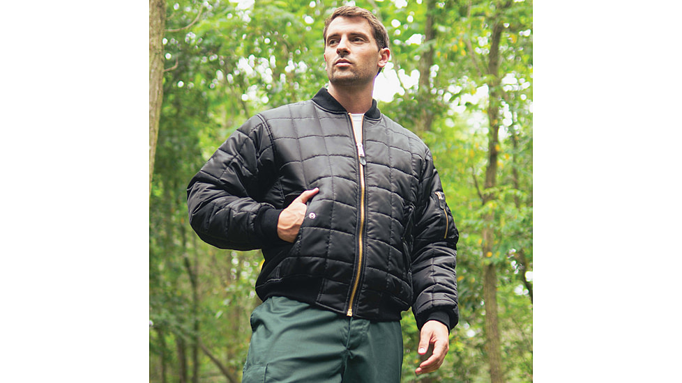 Rothco Quilted MA-1 Flight Jacket, Black, S, 73540-Black-S