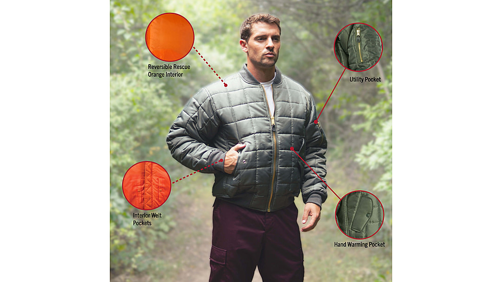 Rothco Quilted MA-1 Flight Jacket, Black, S, 73540-Black-S