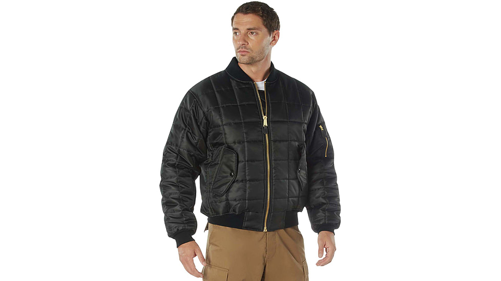Rothco Quilted MA-1 Flight Jacket, Black, S, 73540-Black-S
