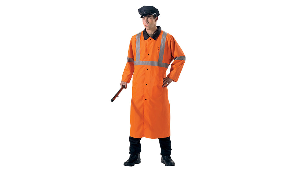 Rothco Reversible Reflective Rain Parka, Black/Orange, Small, 3889-BlackOrange-S