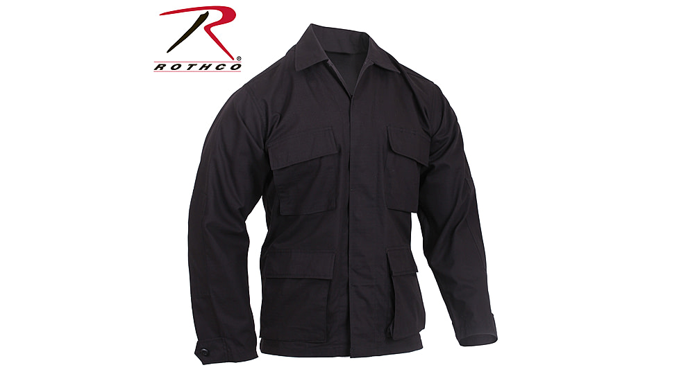 Rothco Rip-Stop B.D.U. Shirt, Black, Extra Small, 5920-Black-XS