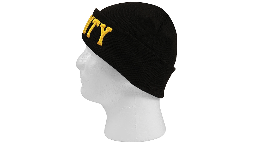 Rothco Deluxe Public Safety Embroidered Watch Cap, Security, Black/Gold, 53420-BlackGold-Security