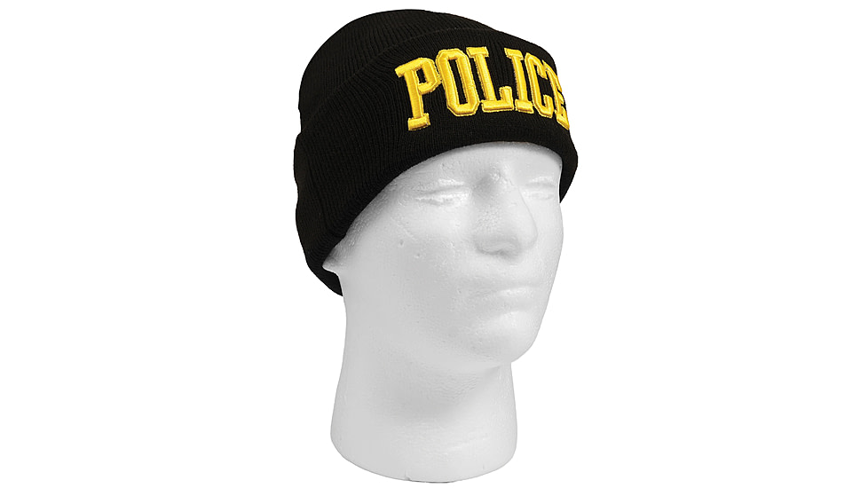 Rothco Deluxe Public Safety Embroidered Watch Cap, Police, Black/Gold, 54490-BlackGold-Police