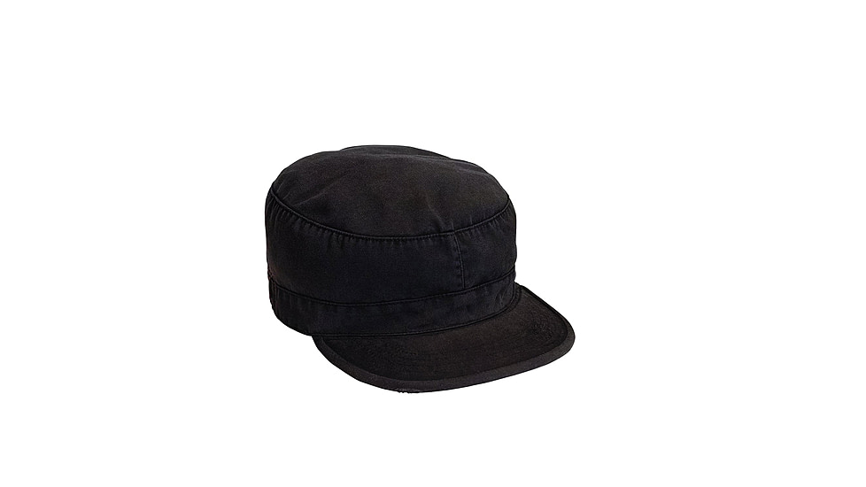 Rothco Solid Vintage Fatigue Cap, Black, Small, 4503-Black-S
