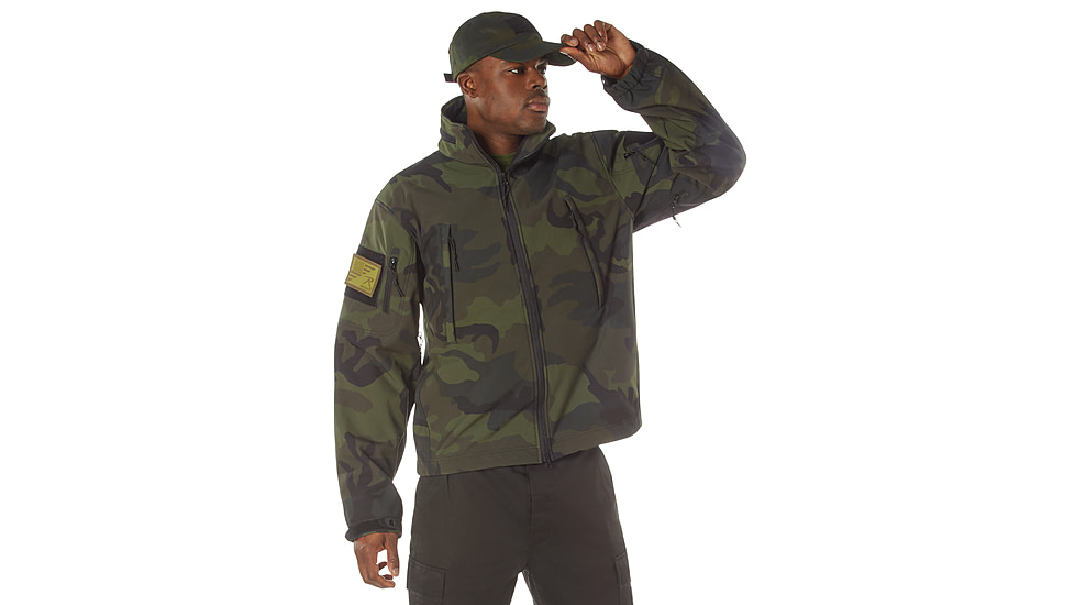 Rothco Special Ops Soft Shell Jacket - Men's, S, Camo, 12055-MidnightWoodlandCamo-S
