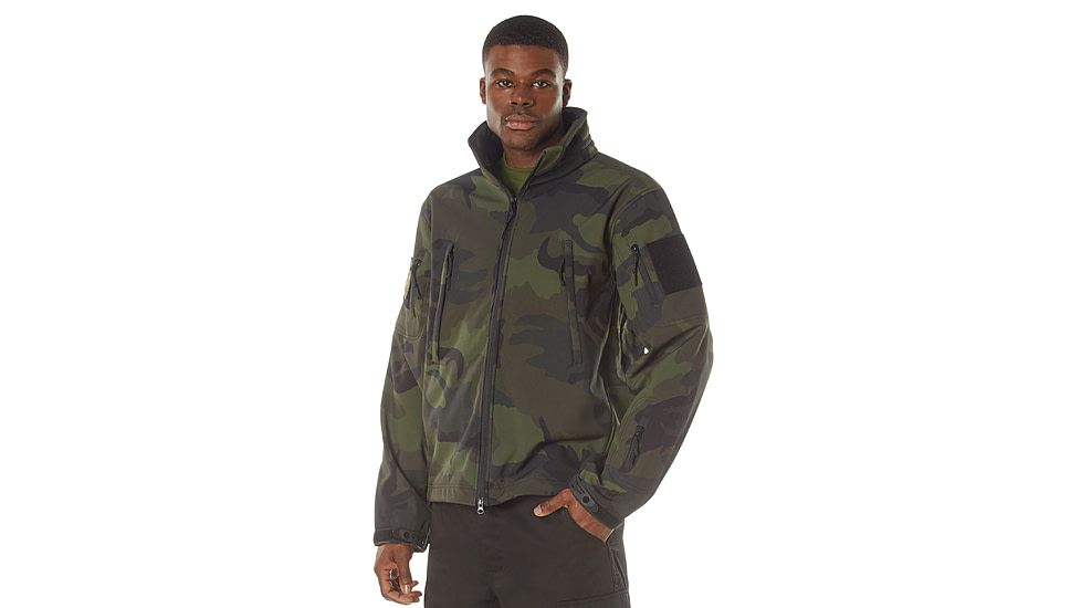 Rothco Special Ops Soft Shell Jacket - Men's, S, Camo, 12055-MidnightWoodlandCamo-S