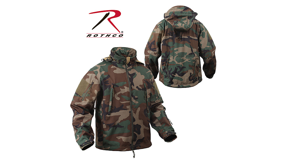 Rothco Special Ops Soft Shell Jacket - Men's, S, Camo, 12055-MidnightWoodlandCamo-S