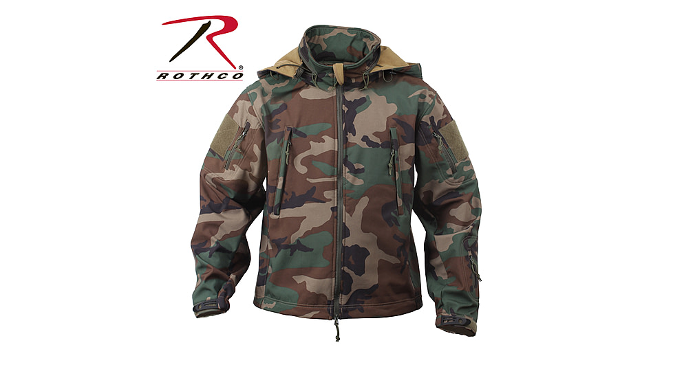 Rothco Special Ops Soft Shell Jacket - Men's, S, Camo, 12055-MidnightWoodlandCamo-S