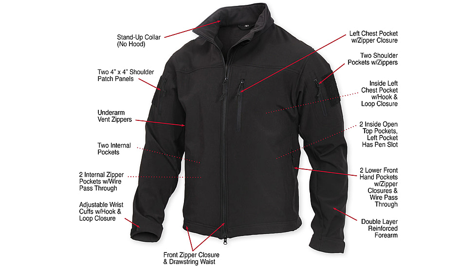 Rothco Stealth Ops Soft Shell Tactical Jacket, Extra Large, 3577-XL