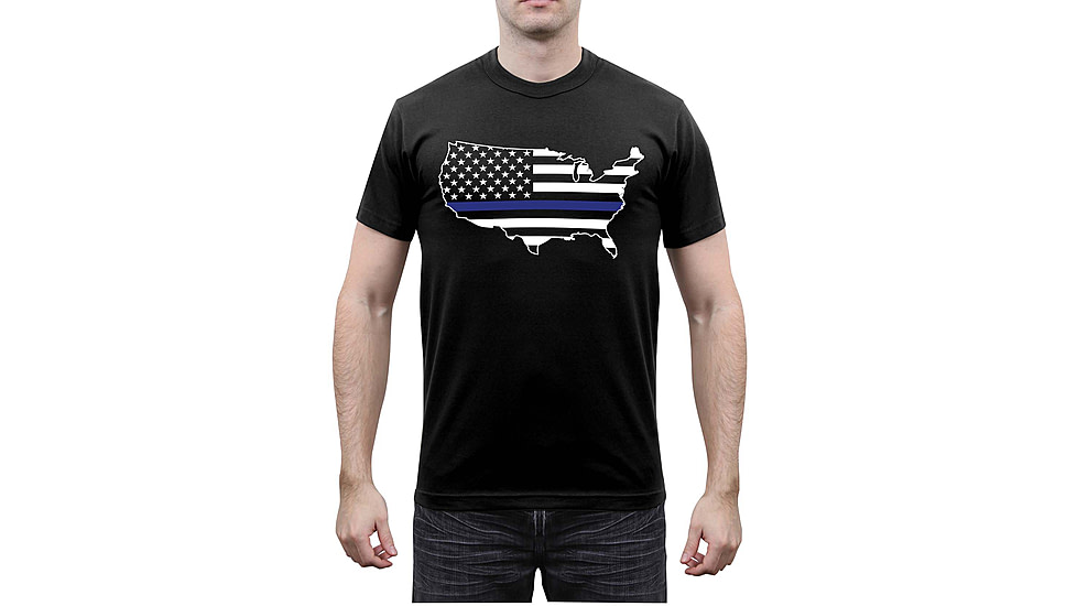 Rothco Thin Blue Line America Map T-Shirt, Small, 1851-S