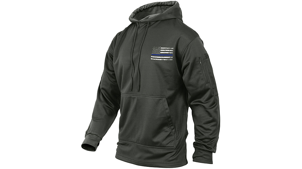 Rothco Thin Blue Line Concealed Carry Hoodie, Grey, XL, 52075-Grey-XL