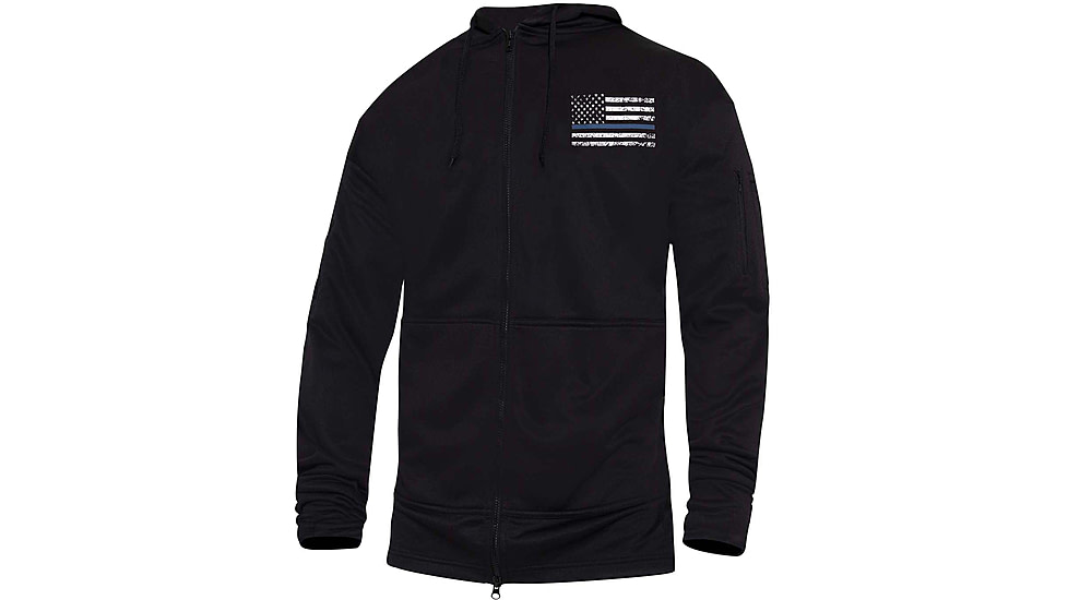 Rothco Thin Blue Line Concealed Carry Zippered Hoodie - Mens, Black, Small, 56071-S
