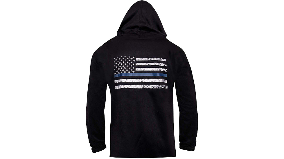 Rothco Thin Blue Line Concealed Carry Zippered Hoodie - Mens, Black, Small, 56071-S