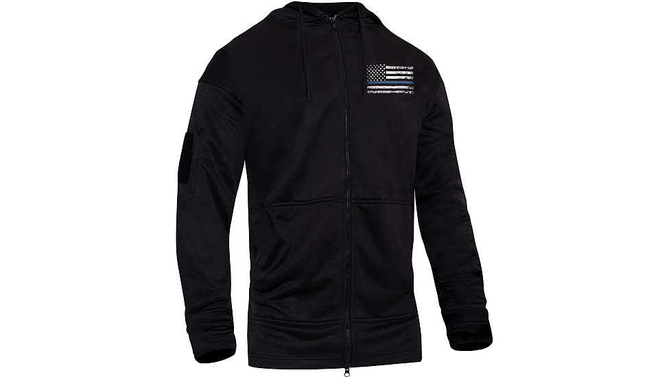 Rothco Thin Blue Line Concealed Carry Zippered Hoodie - Mens, Black, Small, 56071-S