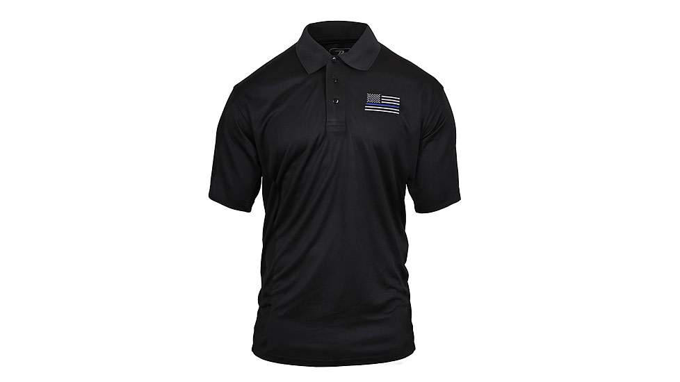 Rothco Thin Blue Line Moisture Wicking Polo, Small, 2812-S
