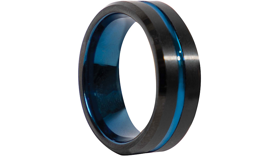 Rothco Tungsten Carbide Thin Blue Line Ring, Black, 7, 19991-Black-7