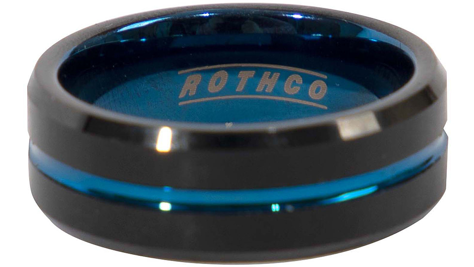 Rothco Tungsten Carbide Thin Blue Line Ring, Black, 7, 19991-Black-7