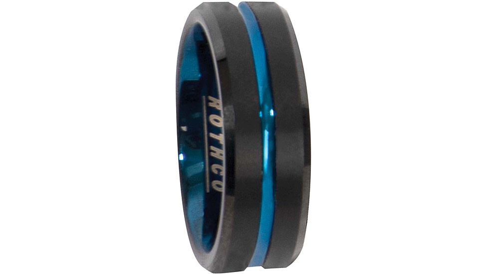 Rothco Tungsten Carbide Thin Blue Line Ring, Black, 7, 19991-Black-7