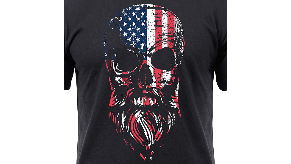 Rothco US Flag Bearded Skull T-Shirt, Black, Small, 10812-Black-S