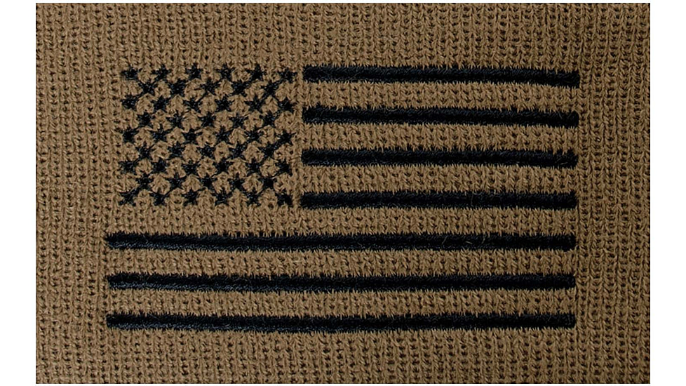 Rothco US Flag Embroidered Fine Knit Watch Cap - Mens, Coyote Brown, One Size, 57866-CoyoteBrown