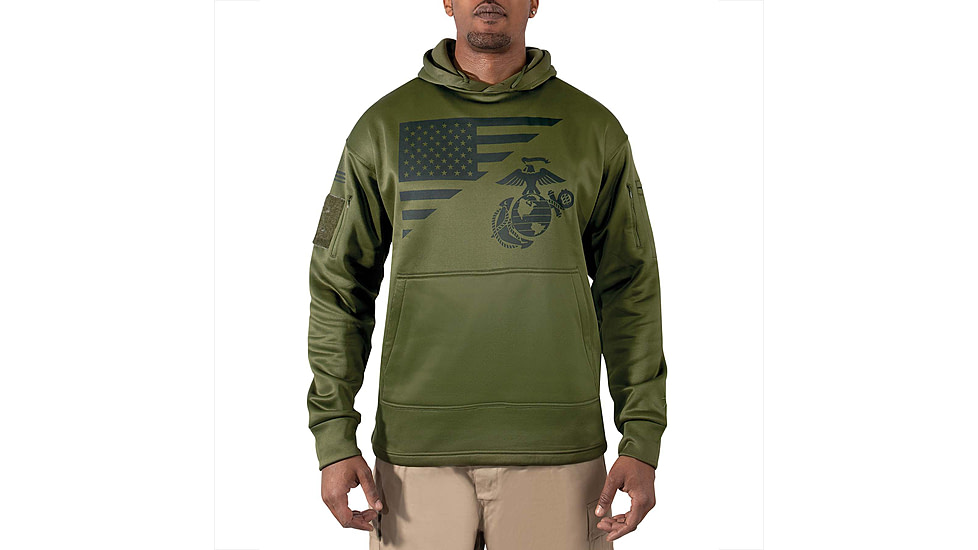 Rothco US Flag / USMC Eagle / Globe &amp; Anchor Concealed Carry Hoodie - Mens, Olive Drab, Extra Large, 41680-OliveDrab-XL
