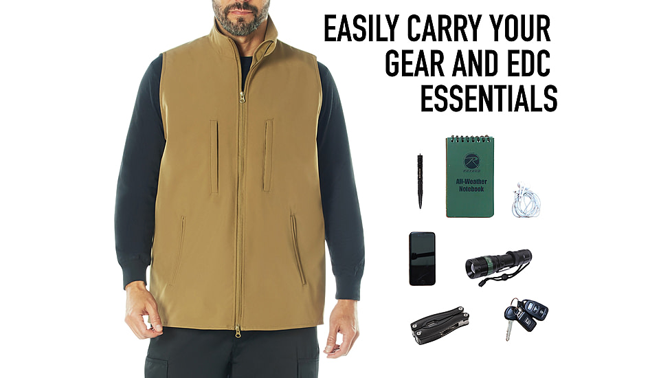 Rothco V2 Concealed Carry Soft Shell Vest, Coyote Brown, S, 86555-CoyoteBrown-S