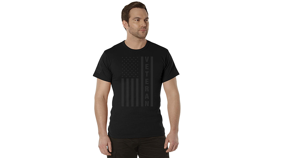 Rothco Veteran Flag T-Shirt - Men's, Black, Small, 27930-Black-S