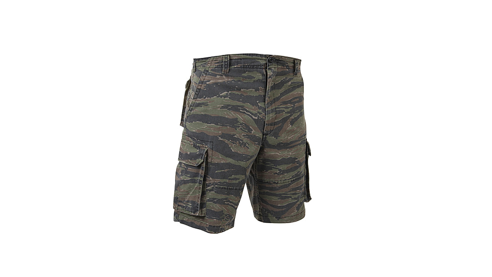 Rothco Vintage Camo Paratrooper Cargo Shorts, Tiger Stripe Camo, Small, 2635-TigerStripeCamo-S