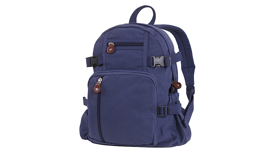 Rothco Vintage Canvas Compact Backpack, Navy Blue, 8558-NavyBlue