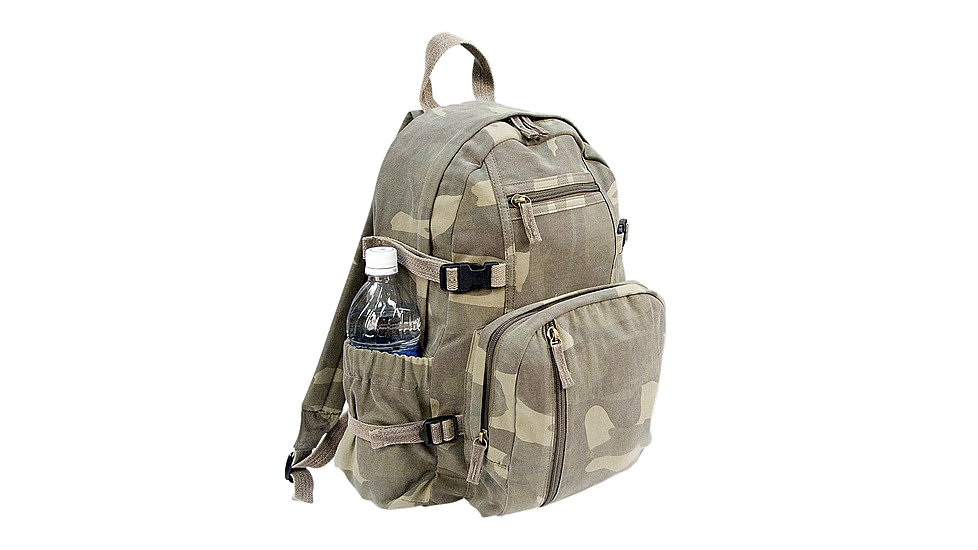 Rothco Vintage Canvas Compact Backpack, Woodland Camo, 9762-WoodlandCamo