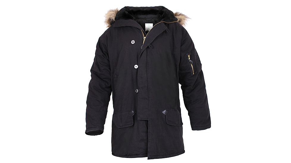 Rothco Vintage N-3B Parka, Black, L, 9963-Black-L