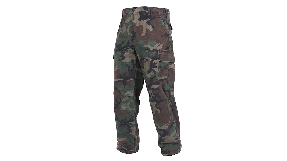 Rothco Vintage Vietnam Fatigue Pant Rip-Stop, Woodland Camo, L, 4271-WoodlandCamo-L