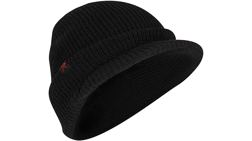 Rothco Watch Cap w/Brim - Mens, Black, One Size, 59381-Black
