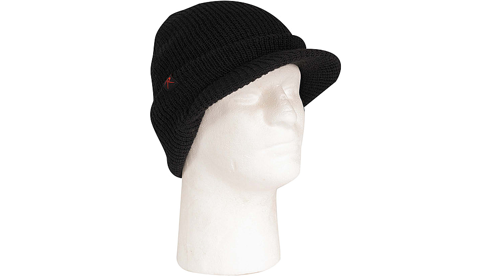Rothco Watch Cap w/Brim - Mens, Black, One Size, 59381-Black