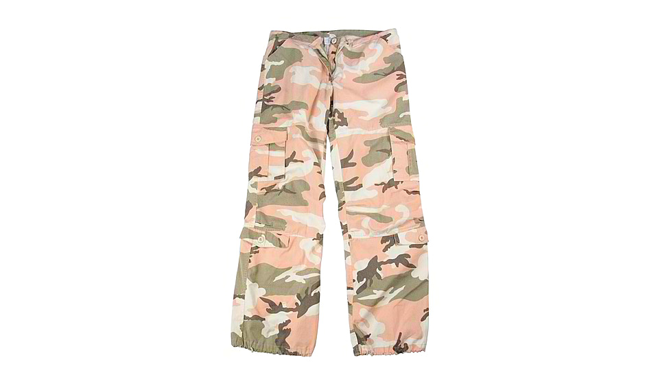 Rothco Womens Camo Vintage Paratrooper Fatigue Pants, Subdued Pink Camo, 2XS, 3996-SubduedPinkCamo-XXS