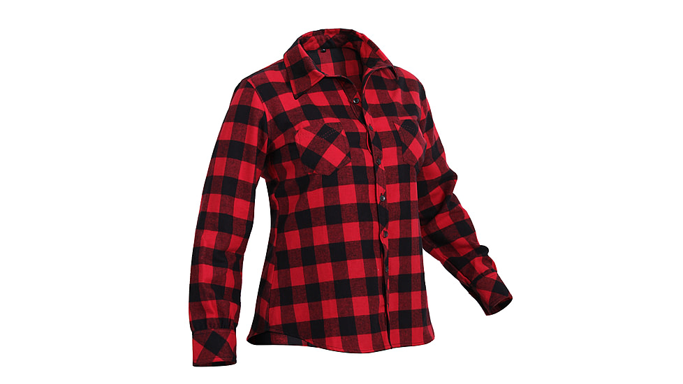 Rothco Womens Plaid Flannel Shirt, Red/Black, Small, 55739-RedBlack-S