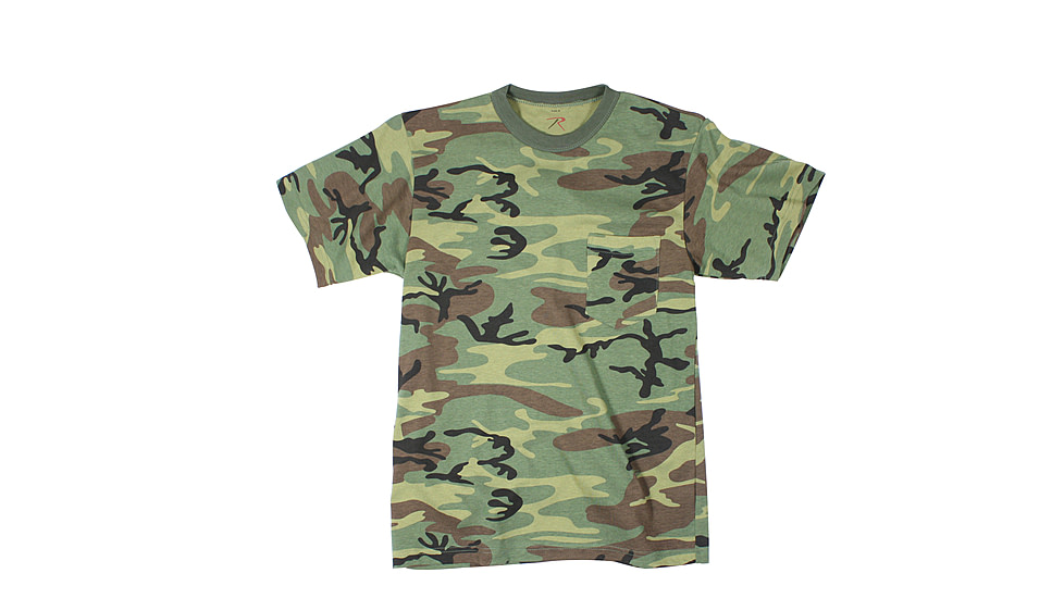 Rothco Woodland Camo T-Shirt w/ Pocket, Small, 6667-S