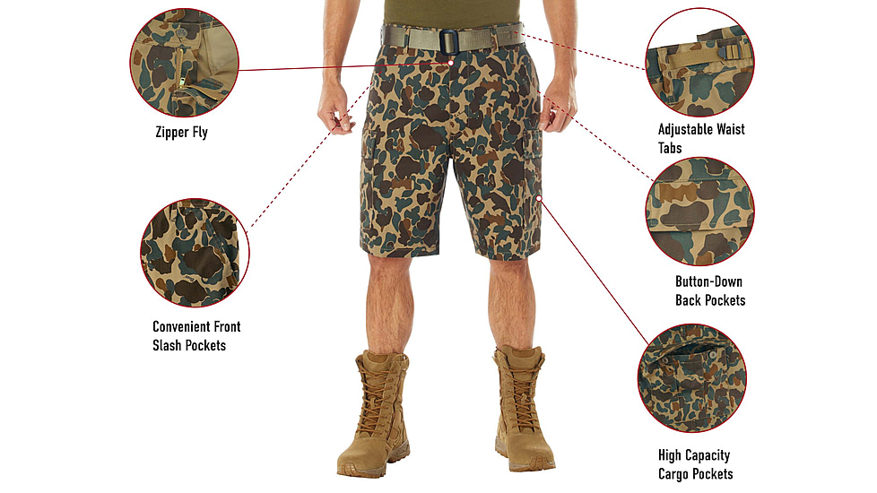 Rothco X Bear Archery Fred Bear Camo BDU Cargo Shorts, XL, 19025-XL