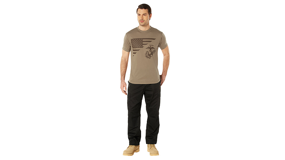 Rothco USMC Eagle, Globe, &amp; Anchor Moisture Wicking T-Shirt, Coyote Brown, Small, 54580-S