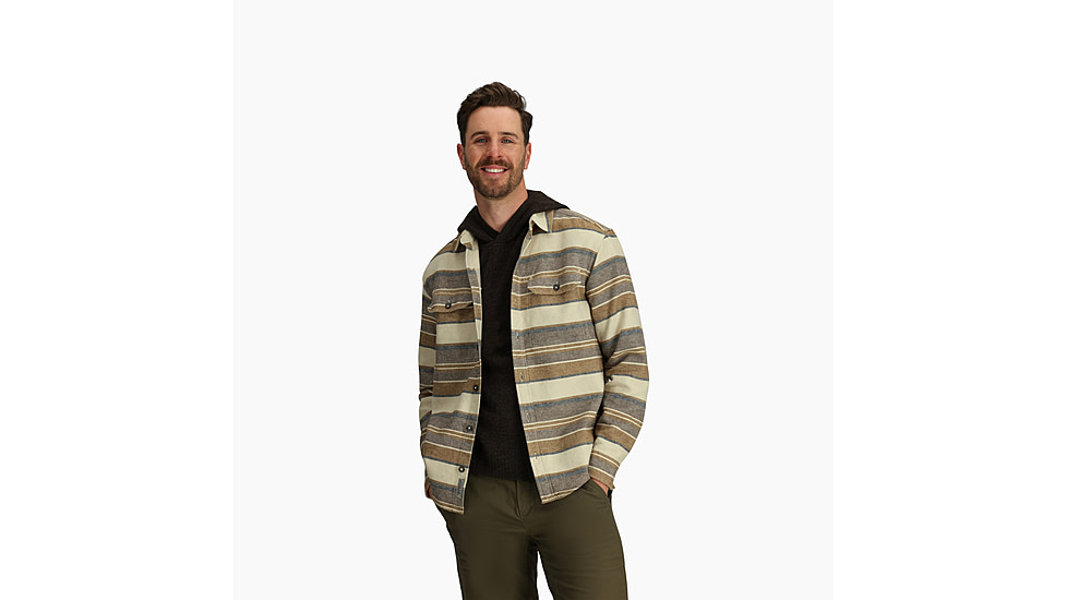 Royal Robbins Clouds Rest Hemp Long SLeeve - Mens, Bistre Pacific Crest Stripe, Medium, Y12600123-224RR-M